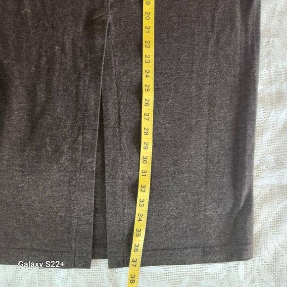 Clothespin brown knit straight long skirt - Picture 3 of 6